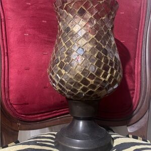 Elegant Mosaic Glass Vase with Dark Base